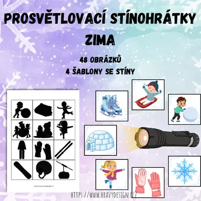 Prosvětlovací obrázky - zima - stínohrátky