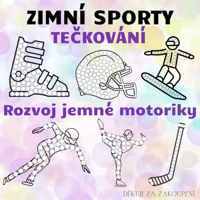 ZIMNÍ SPORTY - tečkování - 16 předloh