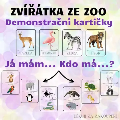 ZVÍŘÁTKA ZE ZOO - Já mám. Kdo má? + Demonstrační kartičky