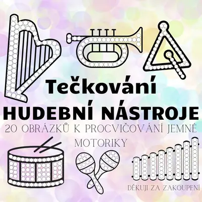 HUDEBNÍ NÁSTROJE - tečkování - 20 obrázků