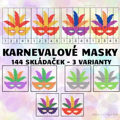 Karnevalové masky - 144 skládaček