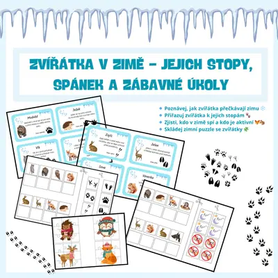 Zvířátka v zimě – jejich stopy, spánek a zábavné úkoly