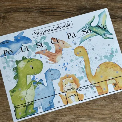 Můj první kalendář - dinosauři klučičí A3 PDF k tisku
