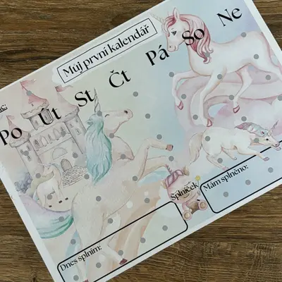 Můj první kalendář - jednorožci A3 PDF k tisku