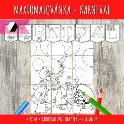Kooperatvní maxiomalovánka - Karneval a maškarní