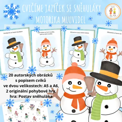 Cvičíme jazýček se sněhuláky - Motorika mluvidel