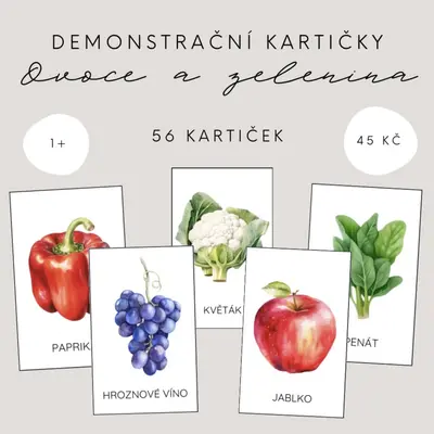 Demonstrační kartičky - ovoce a zelenina