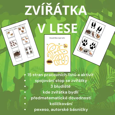 Zvířata v lese - pracovní listy