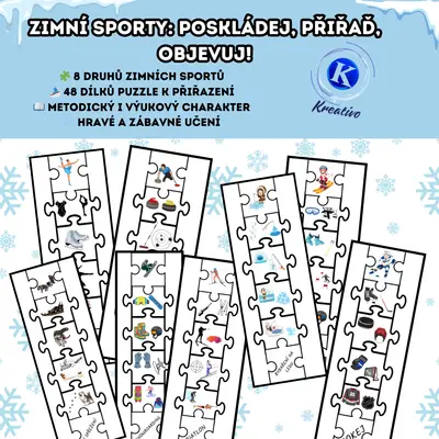 Zimní sporty: Poskládej, přiřaď, objev!