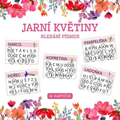 JARNÍ KVĚTINY - hledání písmen