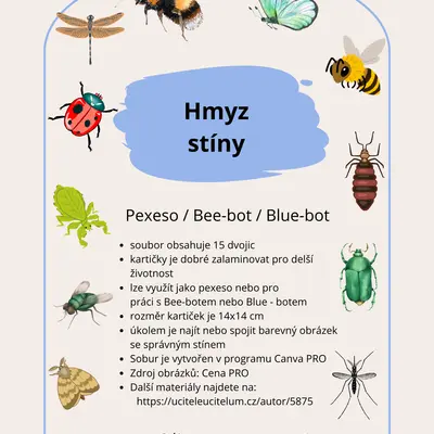 Hmyz - stíny - pexeso, Blue-bot, Bee-bot