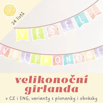 Velikonoční girlanda v češtině i angličtině