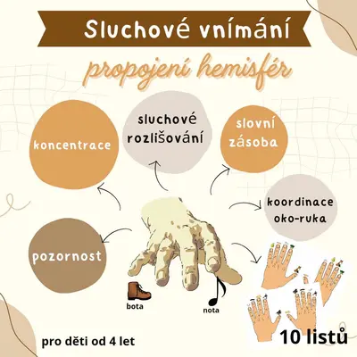 Sluchové vnímání s propojením hemisfér.