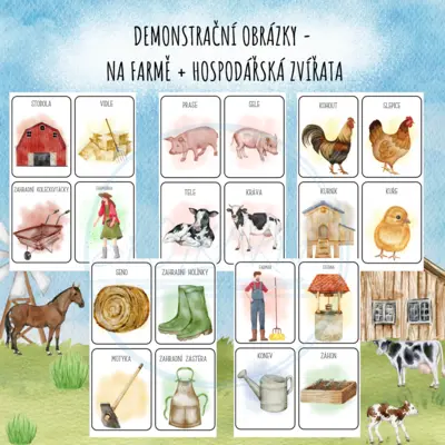 DEMONSTRAČNÍ OBRÁZKOVÉ KARTY - NA FARMĚ + HOSPODÁŘSKÁ ZVÍŘATA