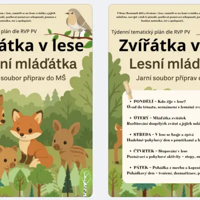 Zvířátka v lese - les: mláďata (jaro)