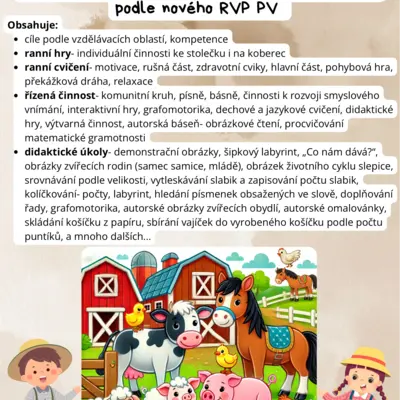 Kompletní tematická příprava- ZVÍŘATA ZE STATKU, Z FARMY, HOSPODÁŘSKÁ ZVÍŘATA, MLÁĎATA
