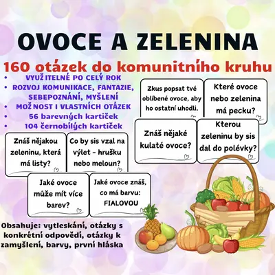 OVOCE a ZELENINA - 160 kartiček do komunitního kruhu