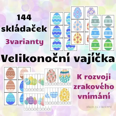 VELIKONOČNÍ VAJÍČKA - 144 skládaček (3 varianty)