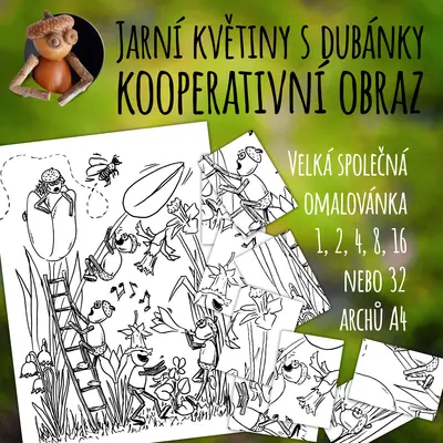 Jarní květiny s dubánky - kooperativní obraz