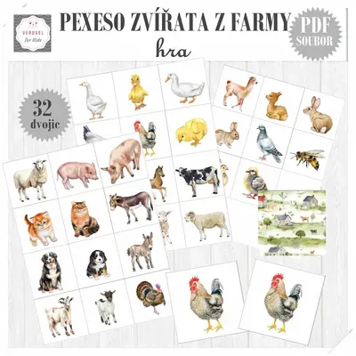PEXESO ZVÍŘATA Z FARMY - RODINY