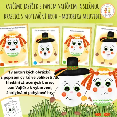 Cvičíme jazýček s panem Vajíčkem a slečnou Kraslicí s motivační hrou 