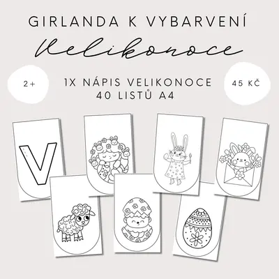 Girlanda k vybarvení - Velikonoce