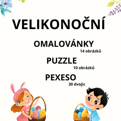 Velikonoční pexeso, puzzle a omalovánky 