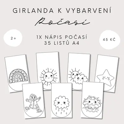 Girlanda k dokreslení - počasí