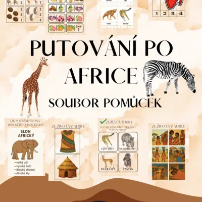 🌍 PUTOVÁNÍ PO AFRICE – výukový PDF soubor pro děti v MŠ 🐘🍍🥁