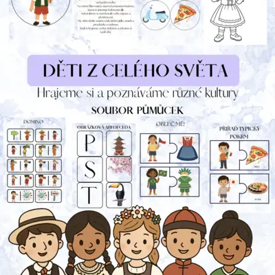 🌍 DĚTI Z CELÉHO SVĚTA – výukový PDF soubor pro děti v MŠ 🎎🥘🏰