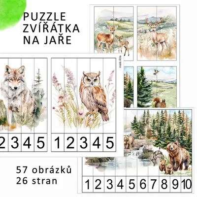 ZVÍŘÁTKA NA JAŘE - počítání a puzzle pro nejmenší