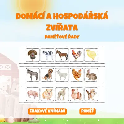 DOMÁCÍ A HOSPODÁŘSKÁ ZVÍŘATA - paměťové řady