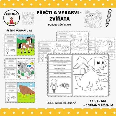 PŘEČTI A VYBARVI - ZVÍŘATA