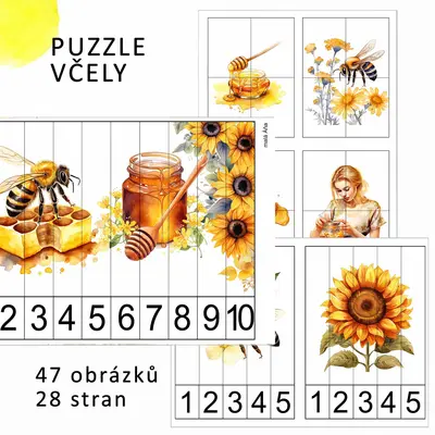 VČELY - počítání a puzzle pro nejmenší