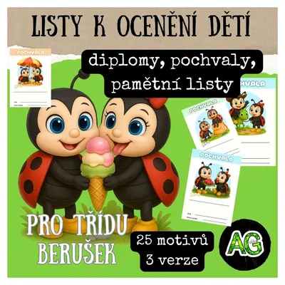 BERUŠKY - pamětní listy, diplomy i pochvaly