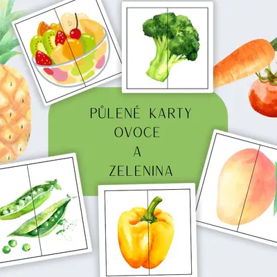 Ovoce a zelenina - půlené karty