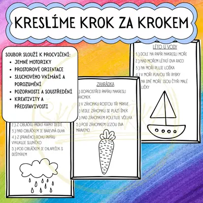 KRESLÍCÍ DIKTÁTY NA TÉMA LÉTO - KRESLÍME KROK ZA KROKEM