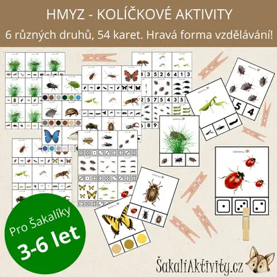  HMYZ - kolíčkové aktivity - 6 druhů, 54 karet 