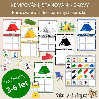  KEMPOVÁNÍ, STANOVÁNÍ - BARVY - přiřazovací karty 