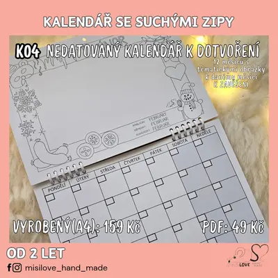 NEKONEČNÝ MĚSÍČNÍ KALENDÁŘ-OMALOVÁNKY