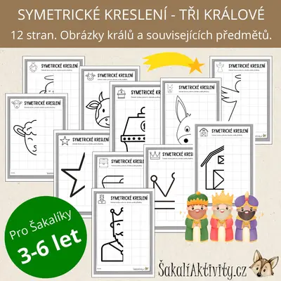  Symetrické obrázky/kreslení - TŘI KRÁLOVÉ 