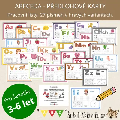 Pracovní listy - ABECEDA - předlohové karty k doplnění