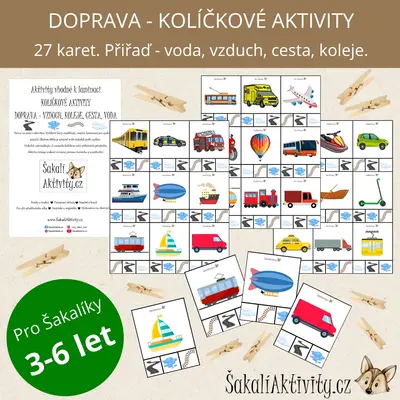  DOPRAVA - voda, vzduch, cesta, koleje - kolíčkové aktivity 
