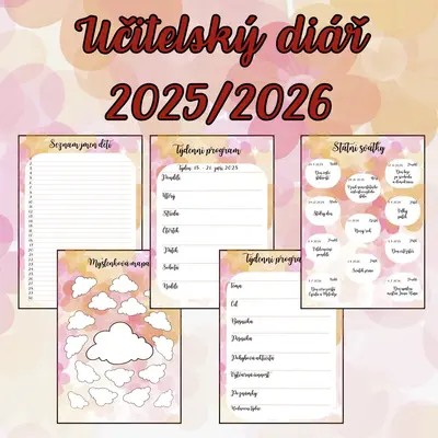 Učitelský diář 2025/2026 - Zápisník 25/26 pro učitelky MŠ - květinový