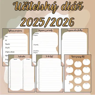 Učitelský diář 2025/2026 - Zápisník 25/26 pro učitelky MŠ - hnědý