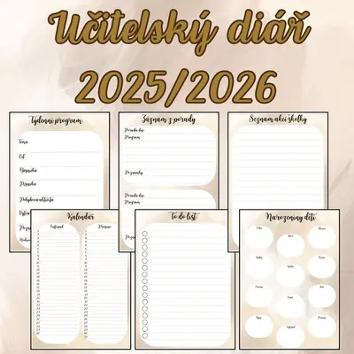 Učitelský diář 2025/2026 - Zápisník 25/26 pro učitelky MŠ - nude