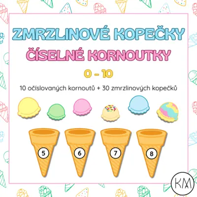 Zmrzlinové kopečky - číselné kornoutky