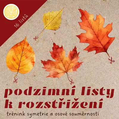 Podzimní barevné listy k rozstříhání | trénink symetrie a osové souměrnosti