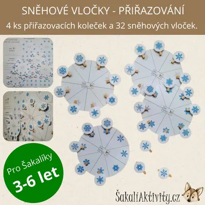 Sada aktivit - SNĚHOVÉ VLOČKY - PŘIŘAZOVACÍ KOLEČKO