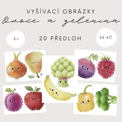 Vyšívací / provlékací obrázky - ovoce a zelenina